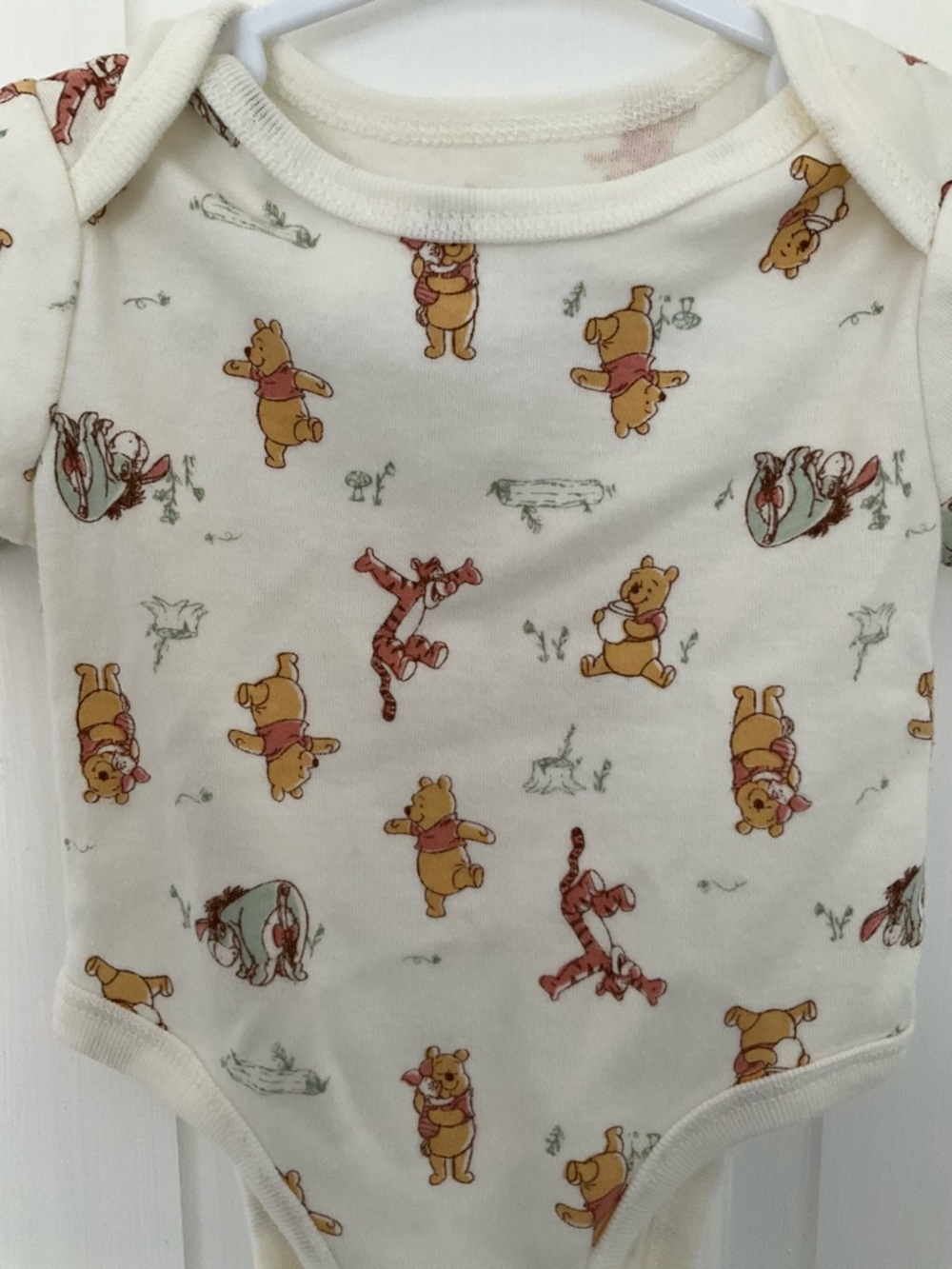 Disney Cream Winnie the Pooh & Tigger Short Sleeve Baby One-Piece - Picture 2 of 4